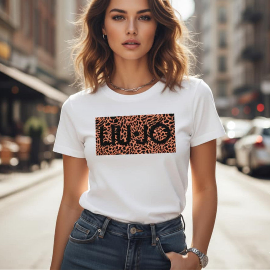 Тениска с розово злато принт LJ3077 - FashionVibe