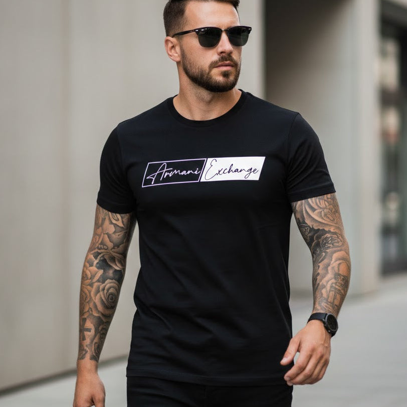 Мъжка тениска с велурен принт 116