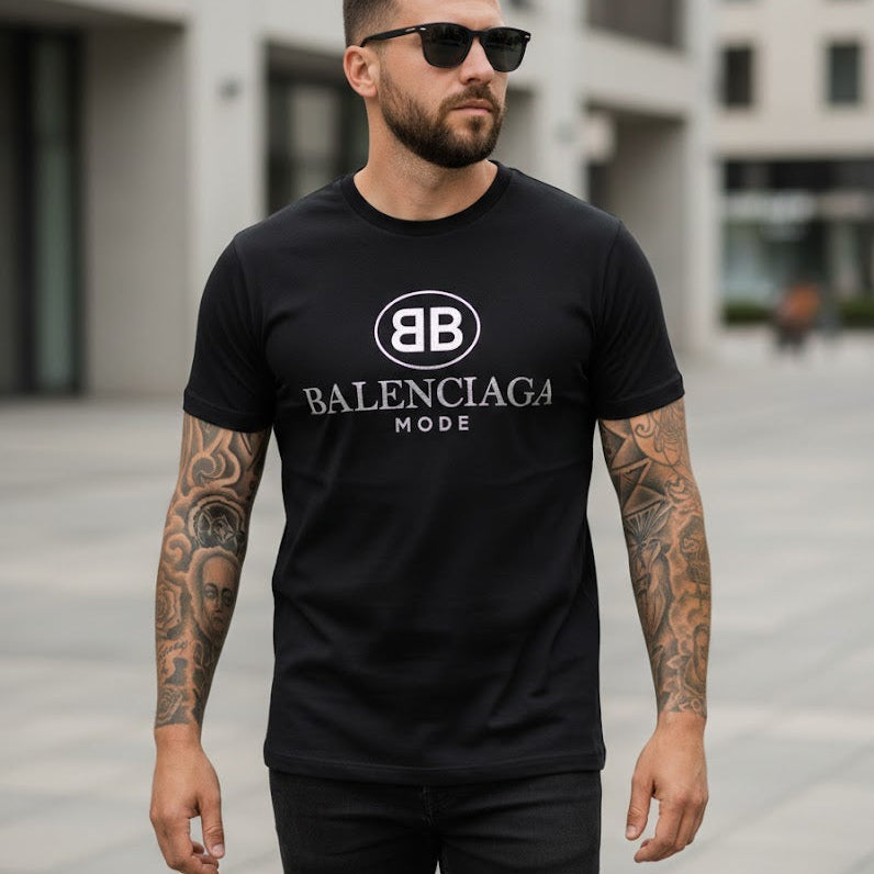 Мъжка тениска със сребърен принт 117