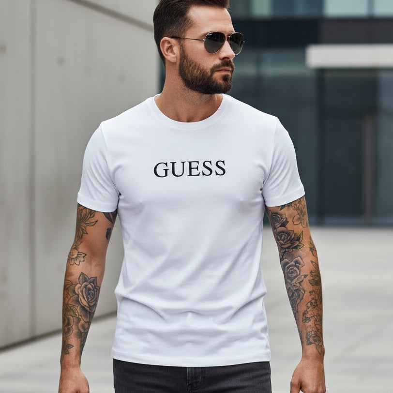 Мъжка тениска с велурен принт - 106