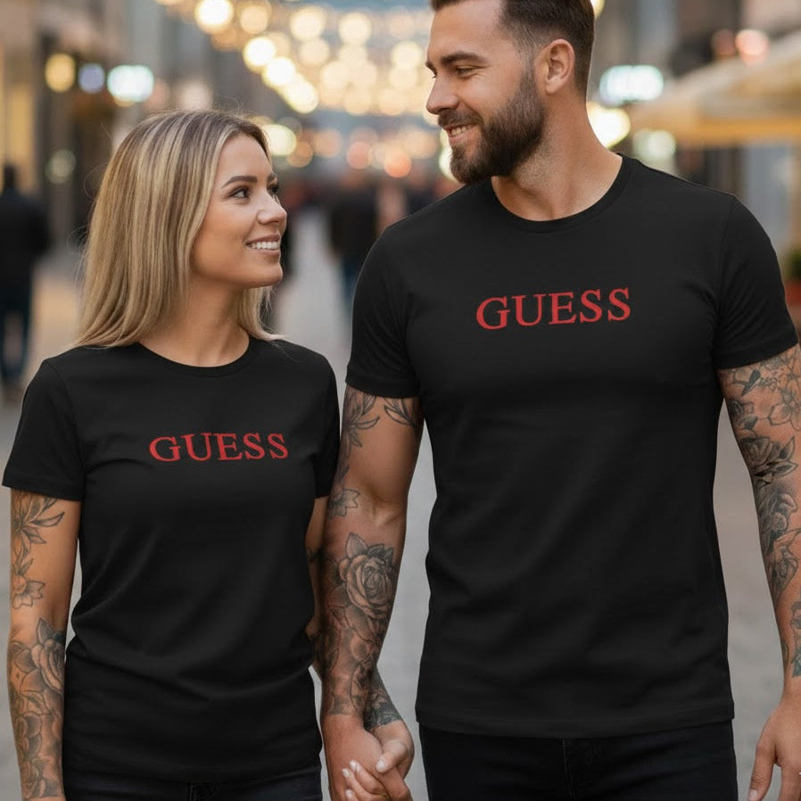 Тениски за двойки с велурен принт 61