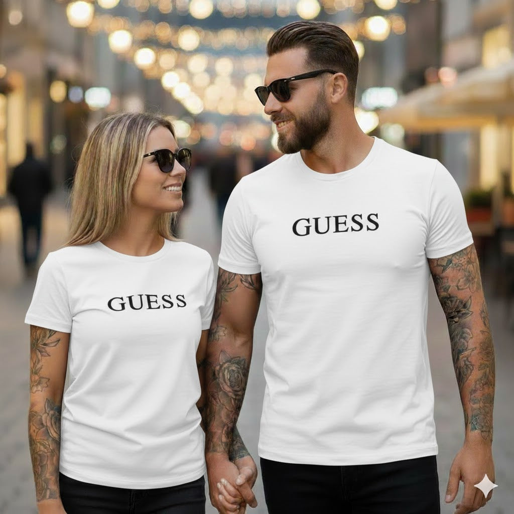 Тениски за двойки с велурен принт 63