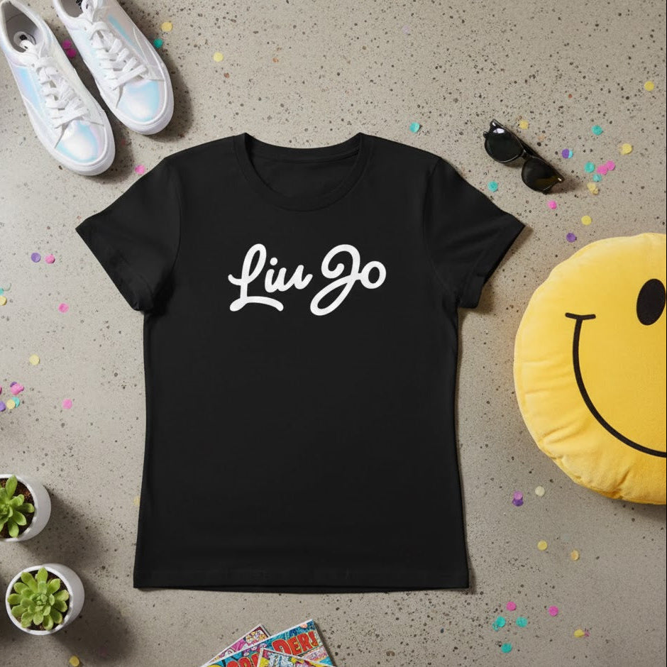 Тениска с бял велурен принт L3000 - FashionVibe