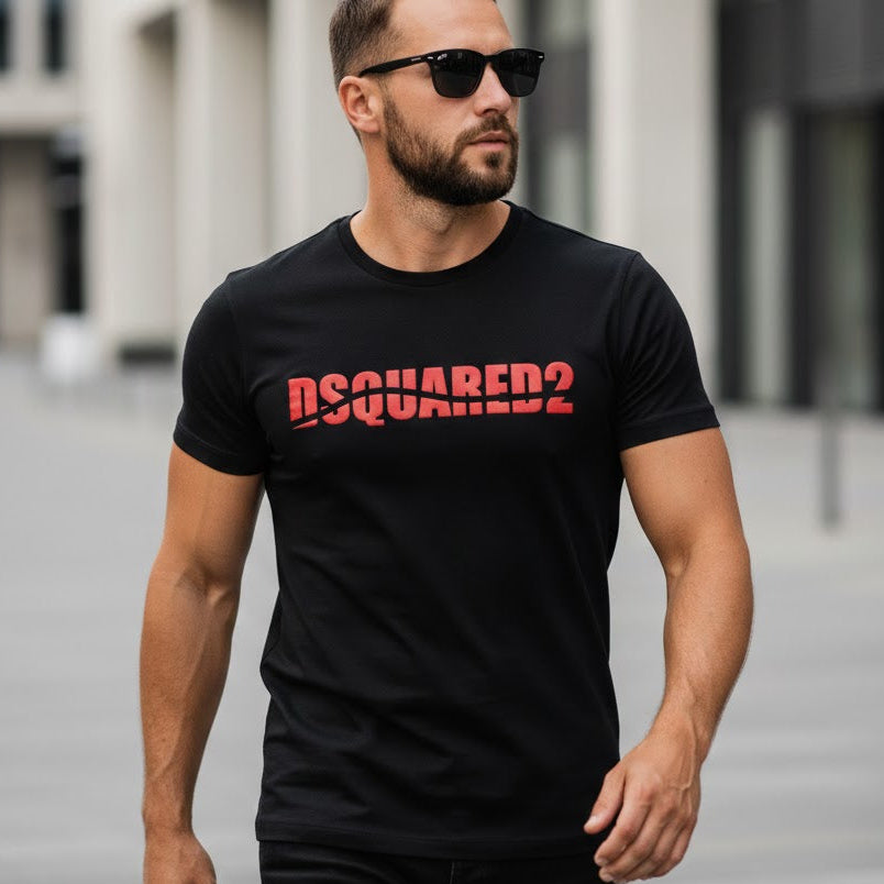 Мъжка тениска с велурен принт 115